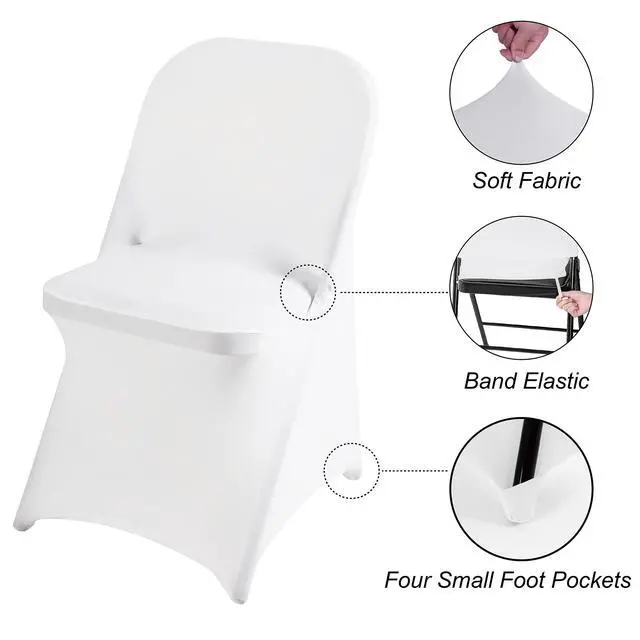Alt view image 3 of 7 - 12 Pack White Spandex Folding Waterproof Chair Cover, Stretch Chair Cover Protector for Wedding, Party, Dining Banquet and Other Special Events
