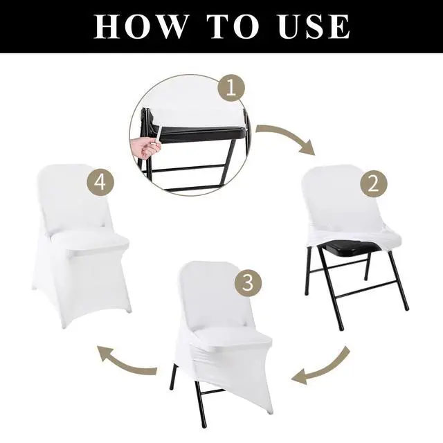 Alt view image 6 of 7 - 12 Pack White Spandex Folding Waterproof Chair Cover, Stretch Chair Cover Protector for Wedding, Party, Dining Banquet and Other Special Events