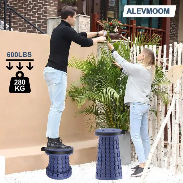 Alt view image 2 of 7 - 2026 Upgraded 18.1" Collapsible Stool with Cushion & Carry Bag, 600lbs Max Weight Portable Telescoping Stool, More Sturdy Lightweight Retractable Seat Folding Chair for Camping & Outdoors