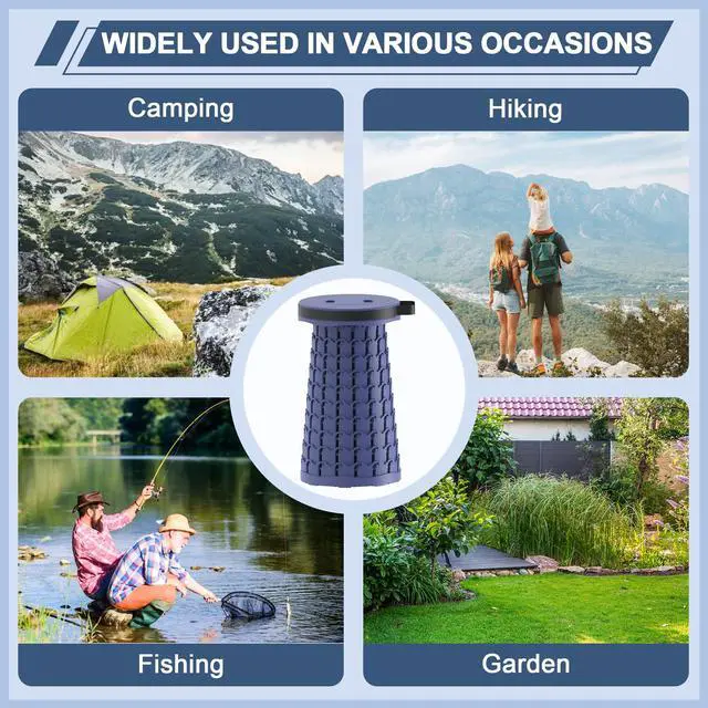 Alt view image 5 of 7 - 2026 Upgraded 18.1" Collapsible Stool with Cushion & Carry Bag, 600lbs Max Weight Portable Telescoping Stool, More Sturdy Lightweight Retractable Seat Folding Chair for Camping & Outdoors