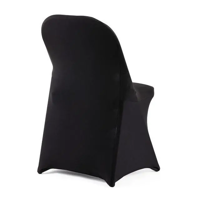 Alt view image 2 of 7 - Folding Chair Covers for Party - 12pcs, Black Universal Spandex Fitted Chair Covers for Wedding, Banquet, Conference