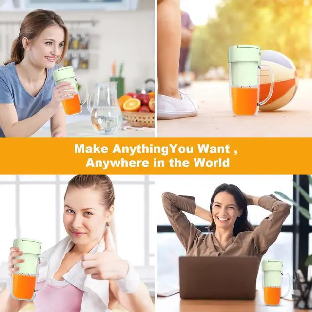 Alt view image 7 of 7 - Portable Blender, 10 oz Mini Personal Blender for Smoothies, Fruits, and Veggies with Rechargeable USB, Easy to Clean suitable for Traveling or Camping(Green)