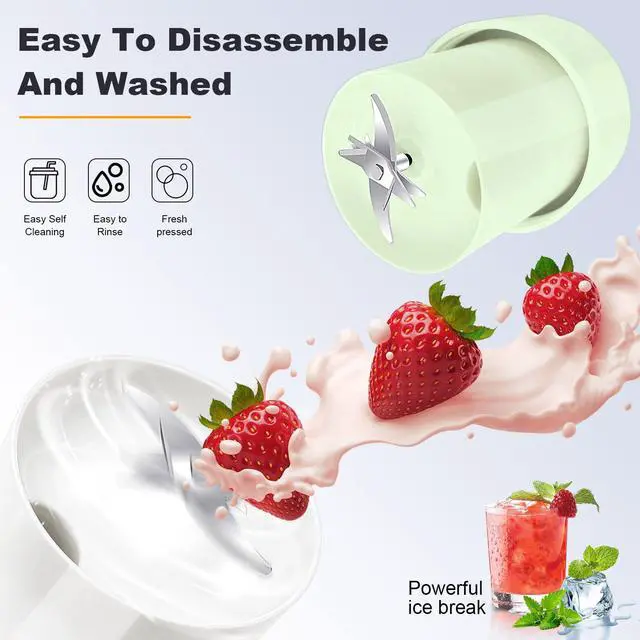 Alt view image 2 of 7 - Portable Blender, 10 oz Mini Personal Blender for Smoothies, Fruits, and Veggies with Rechargeable USB, Easy to Clean suitable for Traveling or Camping(Green)