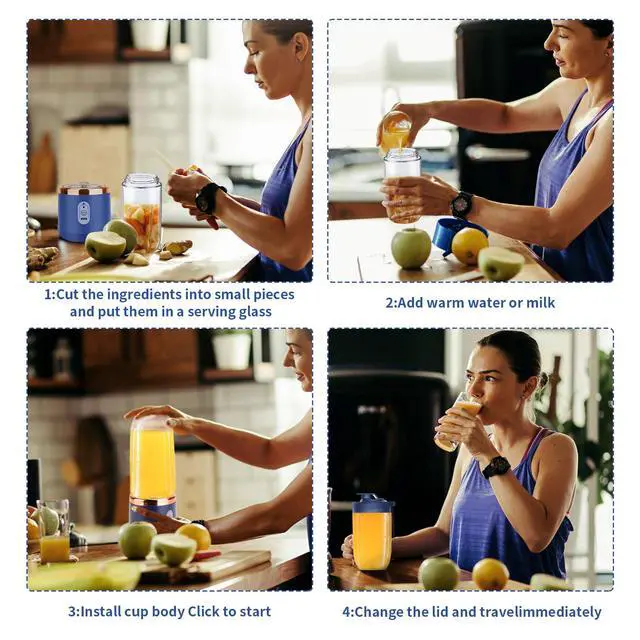 Alt view image 3 of 7 - Portable Auto Juice Cup - 400ML Capacity, Gem Blue, USB Charging, High-Speed Blender for Smoothies, Milkshakes, & More