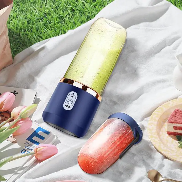 Alt view image 7 of 7 - Portable Auto Juice Cup - 400ML Capacity, Gem Blue, USB Charging, High-Speed Blender for Smoothies, Milkshakes, & More