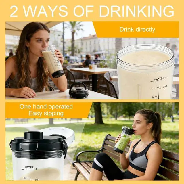 Alt view image 4 of 7 - 18oz Blender Cup Replacement for Ninja Blast Portable Blender BC100 & BC151 Series,Blender Cup with Sip & Seal Lid Replacement for Ninja Blast BC151BK BC151NV BC151CR BC151ND BC151EM (Black)