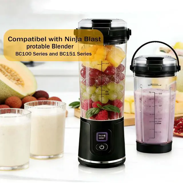 Alt view image 5 of 7 - 18oz Blender Cup Replacement for Ninja Blast Portable Blender BC100 & BC151 Series,Blender Cup with Sip & Seal Lid Replacement for Ninja Blast BC151BK BC151NV BC151CR BC151ND BC151EM (Black)