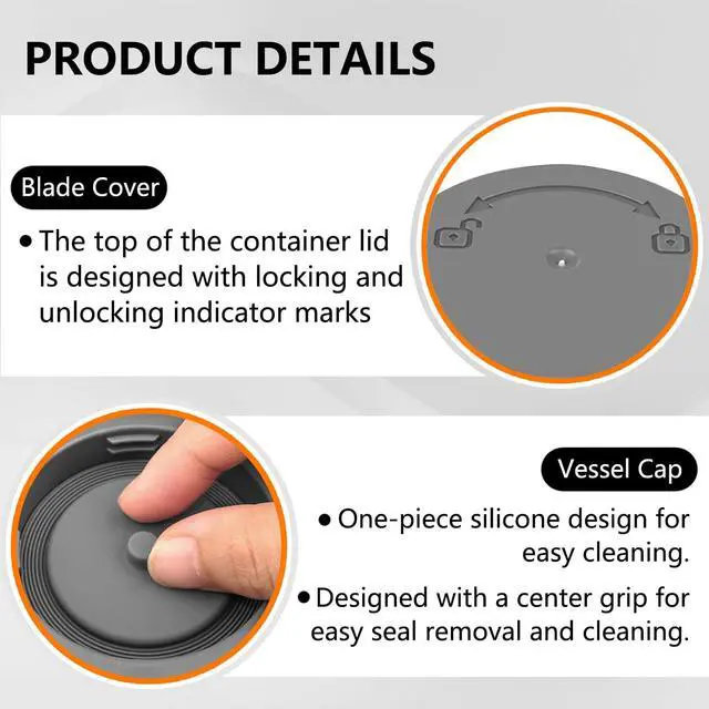 Alt view image 3 of 7 - Blade Cover and Vessel Cap for Ninja Blast Portable Blender BC100 and BC151 Series,Replacement Accessories For Portable Blenders,Leakproof,Food-Grade,Dishwasher-Safe.Grey