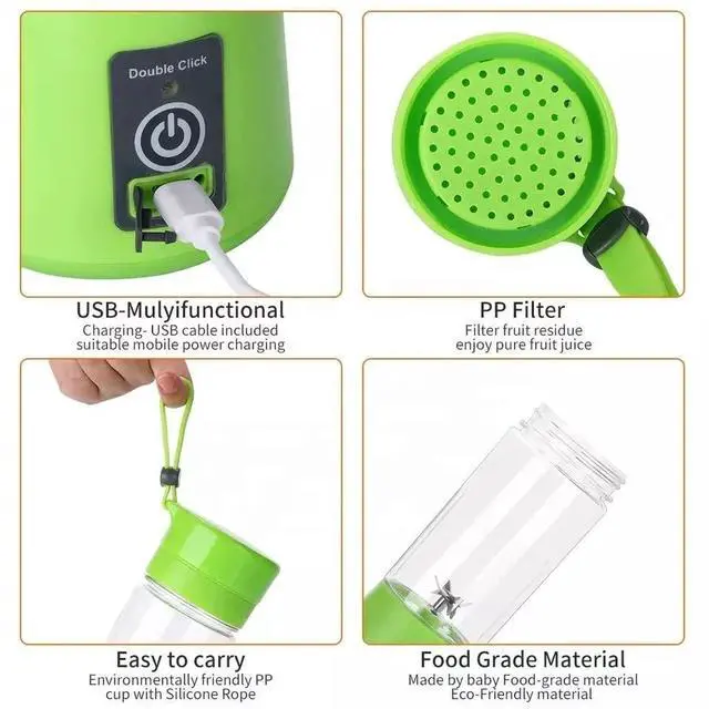 Alt view image 2 of 4 - TITANFINITY Portable and Rechargeable Battery Juice Blender, Personal Size Blenders with USB Rechargeable, Mini Juicer Smoothie Blender Travel Size 380ML, Personal Blender for Shakes and Smoothies