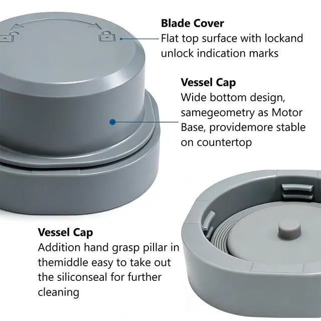 Alt view image 6 of 7 - Blade Cover And Vessel Cap for Ninja Blast Portable Blender - Compatible with BC100/BC151 Series, 2-in-1 Replacement Parts, Food Grade, Leakproof, Dishwasher Safe