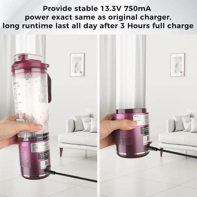 Alt view image 3 of 7 - Fast Charger for Ninja Blast Max Portable Blender BC200 and BC251