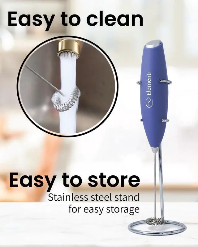 Alt view image 5 of 7 - Portable Electric Milk Frother, Matcha Whisk, Milk Frother for Coffee Frother Electric Hand Blender, Mini Electric Whisk Small Hand Blender (Periwinkle)