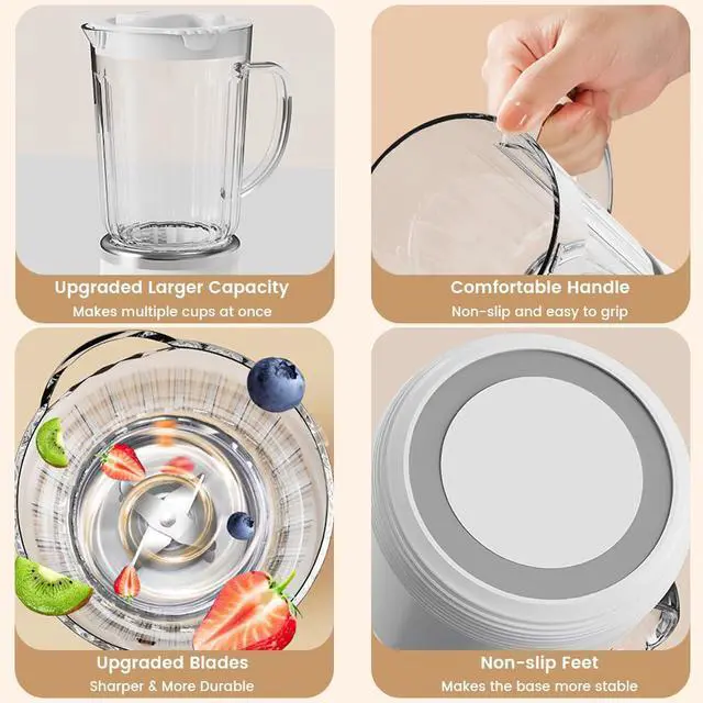 Alt view image 3 of 4 - 27oz Smoothie Blender, 300W Personal Blender,with 1 Portable Cups, Single Serve Smoothies Maker Mixer for Juices, Baby Food, Frozen Drink,for Shakes and Smoothies for Kitchen,White