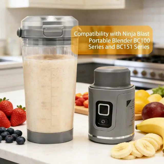 Alt view image 5 of 7 - Blade Cover and Vessel Cap for Ninja Blast Portable Blender BC100 Series and BC151 Series, Food Grade, Leakproof, Dishwasher Safe, Grey