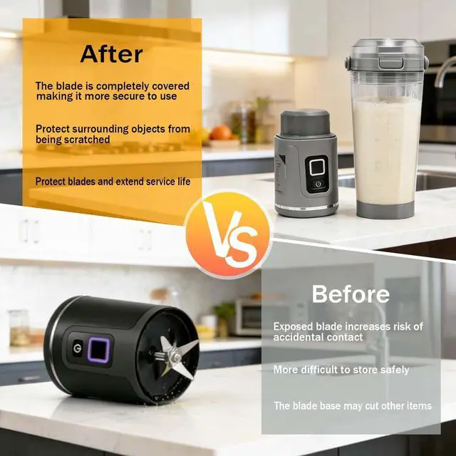 Alt view image 4 of 7 - Blade Cover and Vessel Cap for Ninja Blast Portable Blender BC100 Series and BC151 Series, Food Grade, Leakproof, Dishwasher Safe, Grey