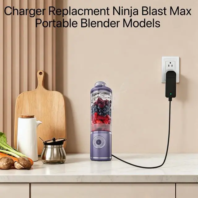 Alt view image 2 of 7 - Charger for Ninja Blast Max Portable Blender, Replacement Power Adapter Cord Compatible with BC251 Personal Smoothies Blender 6.56FT