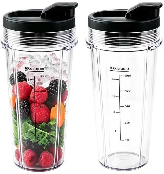 Main image of BN301 BN300 20 OZ Smoothie Blender Replacement Cups for Ninja Nutri-Blender Plus, 2 Pack Portable Jars for Personal Blender