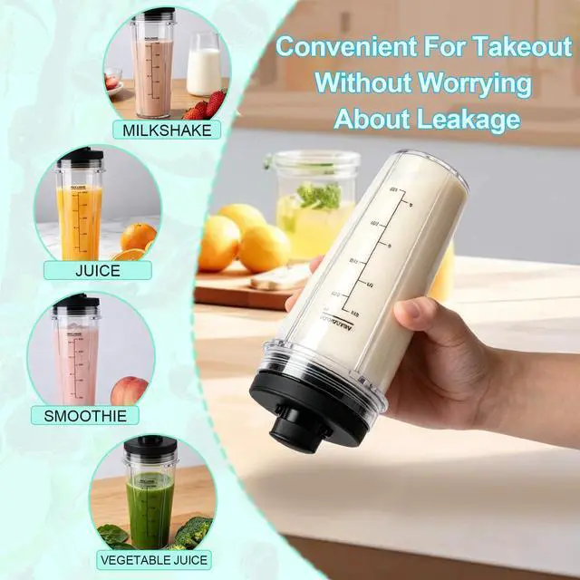 Alt view image 2 of 6 - BN301 BN300 20 OZ Smoothie Blender Replacement Cups for Ninja Nutri-Blender Plus, 2 Pack Portable Jars for Personal Blender