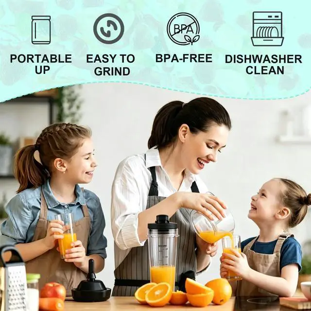 Alt view image 3 of 6 - BN301 BN300 20 OZ Smoothie Blender Replacement Cups for Ninja Nutri-Blender Plus, 2 Pack Portable Jars for Personal Blender