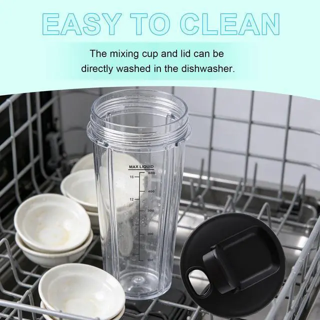 Alt view image 5 of 6 - BN301 BN300 20 OZ Smoothie Blender Replacement Cups for Ninja Nutri-Blender Plus, 2 Pack Portable Jars for Personal Blender