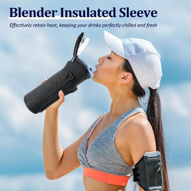 Alt view image 3 of 6 - Carrying Sleeve for Ninja BC151 Blast Portable Blender with Lid, Flip Portable Blender Travel Insulated Sleeve with Adjustable Crossbody Strap and Pocket (Black)