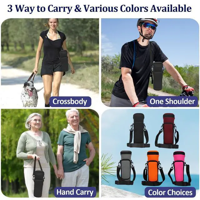 Alt view image 6 of 6 - Carrying Sleeve for Ninja BC151 Blast Portable Blender with Lid, Flip Portable Blender Travel Insulated Sleeve with Adjustable Crossbody Strap and Pocket (Black)