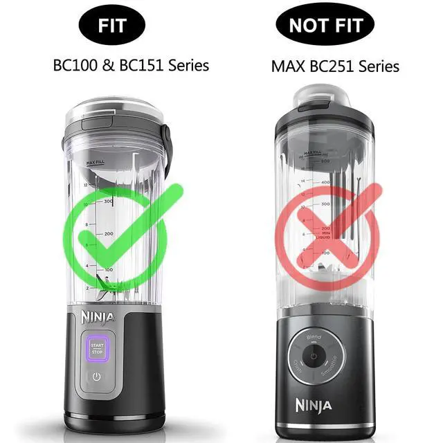 Alt view image 4 of 7 - 3 Pieces Blender Replacement Parts for Ninja Blast BC151 BC100 CL155 Series, 18oz Blending Vessel Cup with Sip Lid & Bottom Cap Compatible with Ninja Blast Portable Personal Blender