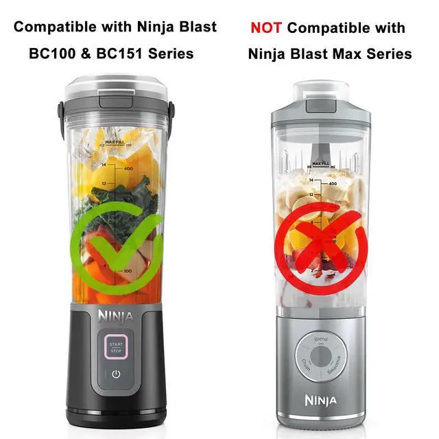 Alt view image 2 of 7 - 18oz Vessel Replacement Compatible with Ninja Blast Portable Blender BC100 & BC151 Series, Blender Cup with Lid for Ninja BC151BK BC151NV BC151MB BC151CR BC151EM BC151ND BC151PR BC151WH CL155ARD