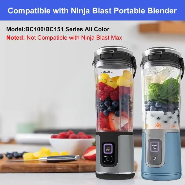 Alt view image 2 of 7 - 18oz Blender Cup Replacement for Ninja Blast Portable Blender BC100 & BC151 Series: Blending Vessel Cap with Sip Lid Accessories Part for Ninja Blast Blender BC151BK BC151NV BC151ND(Black)