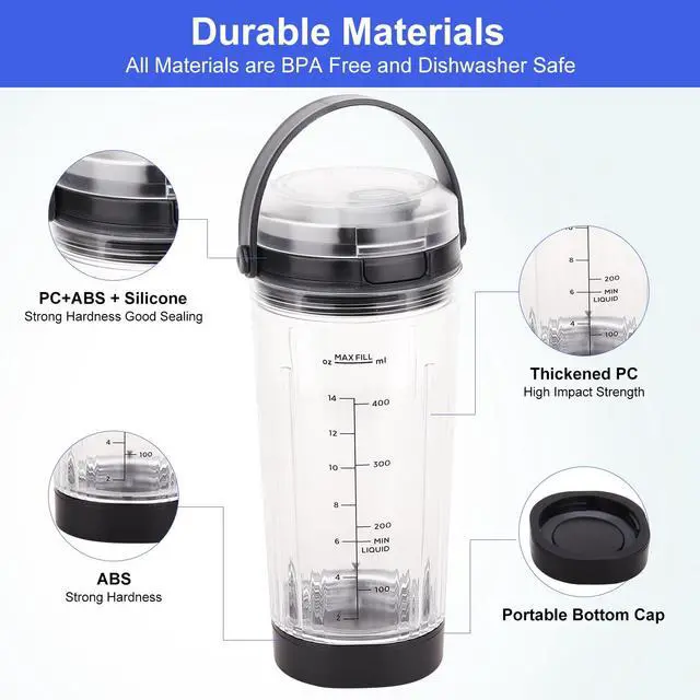 Alt view image 4 of 7 - 18oz Blender Cup Replacement for Ninja Blast Portable Blender BC100 & BC151 Series: Blending Vessel Cap with Sip Lid Accessories Part for Ninja Blast Blender BC151BK BC151NV BC151ND(Black)