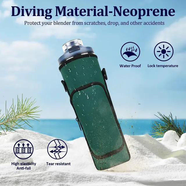 Alt view image 4 of 7 - Storage Sleeve Bag for Ninja Blast Max Portable Blender with Shoulder Strap and Accessory Pocket compatible with BC251NV/BC251IV/BC251GY/BC251MT/BC251PK/BC251LD/BC251SL, 22 oz (Dark green)