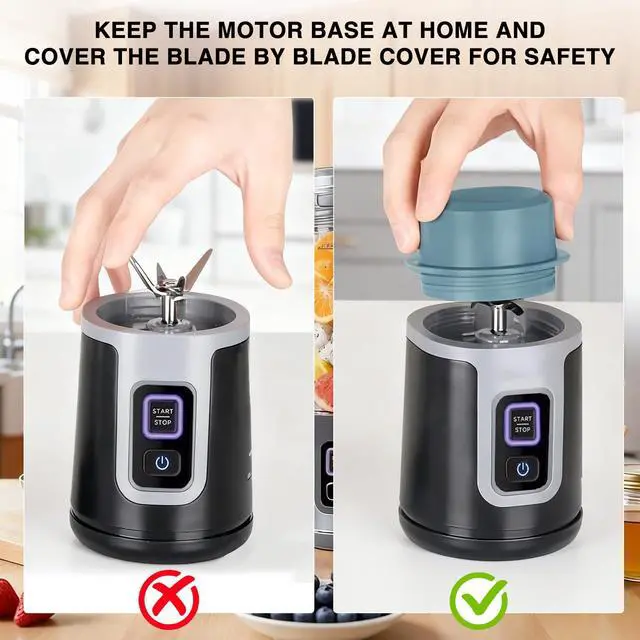 Alt view image 5 of 7 - Ninja Blast Accessories - 4pcs Replacement 18oz Blending Vessel Cup, Cap, Leakproof-Lid & Sip Spout and Blade Cover, BPA Free Compatible with Ninja Blast Portable Blender BC100 & BC151 Series Blue