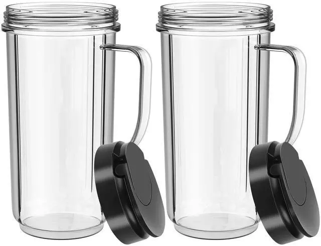 Main image of 2 Pack Magic Bullet Blender Cups Tall 22oz Cup with Flip Top To-Go Lid Replacement Part Cup Mug with Handle Compatible with 250w MB1001 Magic Bullet Mugs & Cups Blender Milk Juicer Mixer Accessories