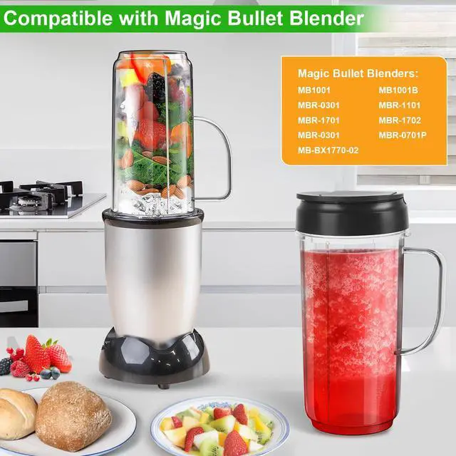 Alt view image 4 of 7 - 2 Pack Magic Bullet Blender Cups Tall 22oz Cup with Flip Top To-Go Lid Replacement Part Cup Mug with Handle Compatible with 250w MB1001 Magic Bullet Mugs & Cups Blender Milk Juicer Mixer Accessories