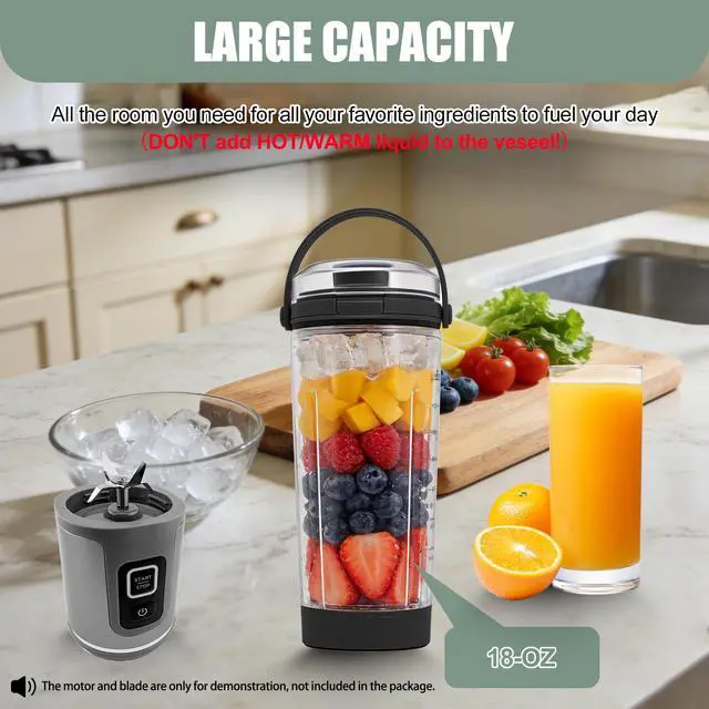Alt view image 4 of 7 - 18 oz Vessel Replacement Compatible with Ninja Blast Portable Blender, Replacement 18oz Cup with Sip Lid & Bottom Cap for Ninja Portable Blenders BC151BK BC151NV BC151WH BC151CR BC151EM,PC,Black