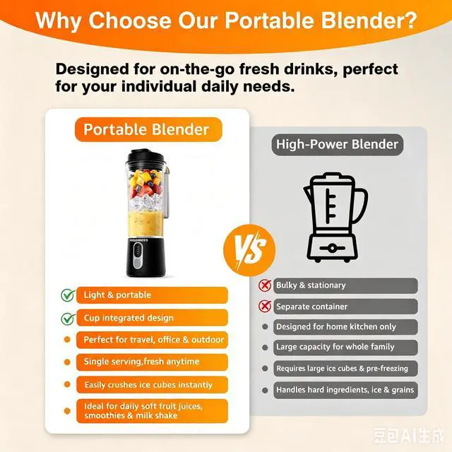 Alt view image 5 of 7 - Portable Personal Size Blender for Smoothies - 20oz Cordless Small Mini Blender Type-C Rechargeable, BPA-Free Juice Cup & Leak-proof Travel Lid, Freshly Squeezed Drinks Anytime, Anywhere