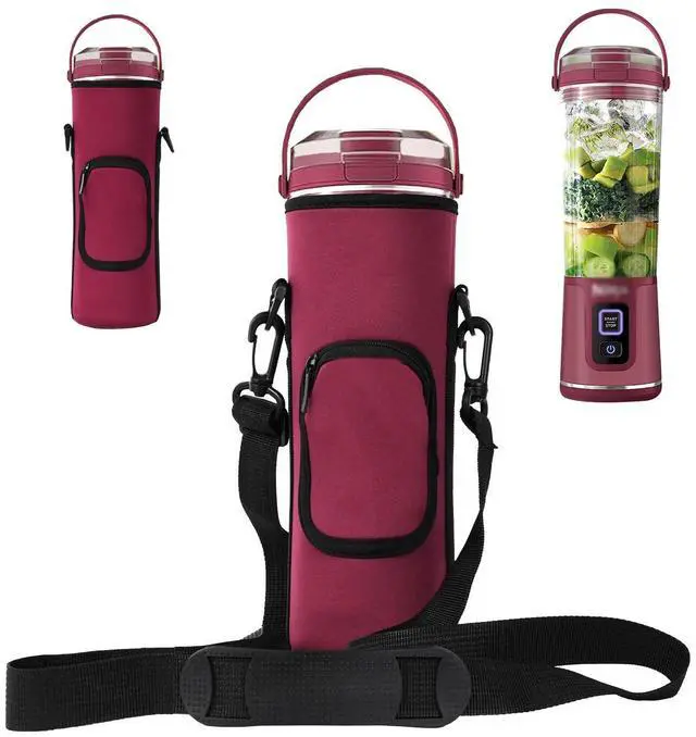 Main image of Storage Bag for Ninja Portable Blender Dust Cover Sleeve with Shoulder Strap, Accessory Pocket for Ninja BC151NV/BC51NV/BC151BK/BC151CR/BC151EM/ BC151PR/BC151WH/BC155PS Portable Blender (Burgundy)