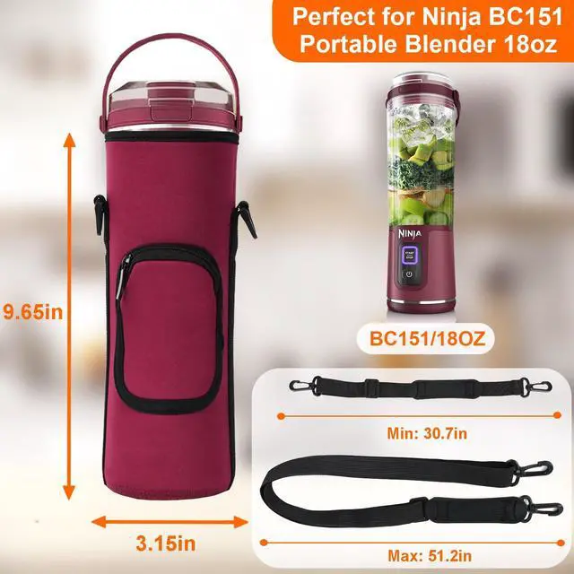 Alt view image 2 of 5 - Storage Bag for Ninja Portable Blender Dust Cover Sleeve with Shoulder Strap, Accessory Pocket for Ninja BC151NV/BC51NV/BC151BK/BC151CR/BC151EM/ BC151PR/BC151WH/BC155PS Portable Blender (Burgundy)