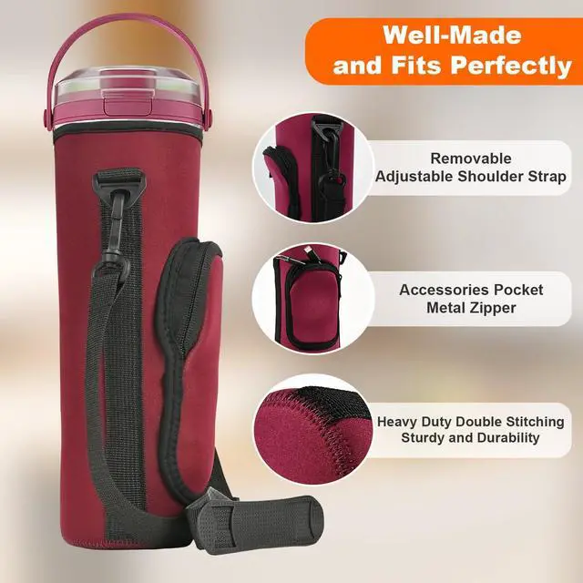Alt view image 3 of 5 - Storage Bag for Ninja Portable Blender Dust Cover Sleeve with Shoulder Strap, Accessory Pocket for Ninja BC151NV/BC51NV/BC151BK/BC151CR/BC151EM/ BC151PR/BC151WH/BC155PS Portable Blender (Burgundy)