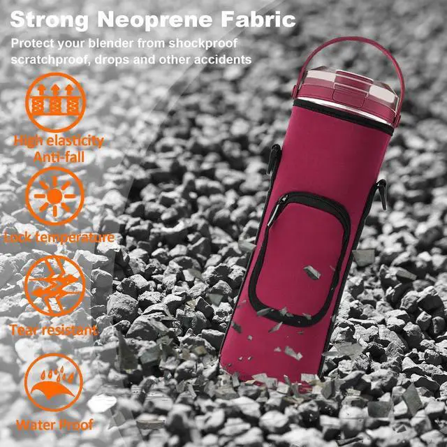 Alt view image 4 of 5 - Storage Bag for Ninja Portable Blender Dust Cover Sleeve with Shoulder Strap, Accessory Pocket for Ninja BC151NV/BC51NV/BC151BK/BC151CR/BC151EM/ BC151PR/BC151WH/BC155PS Portable Blender (Burgundy)