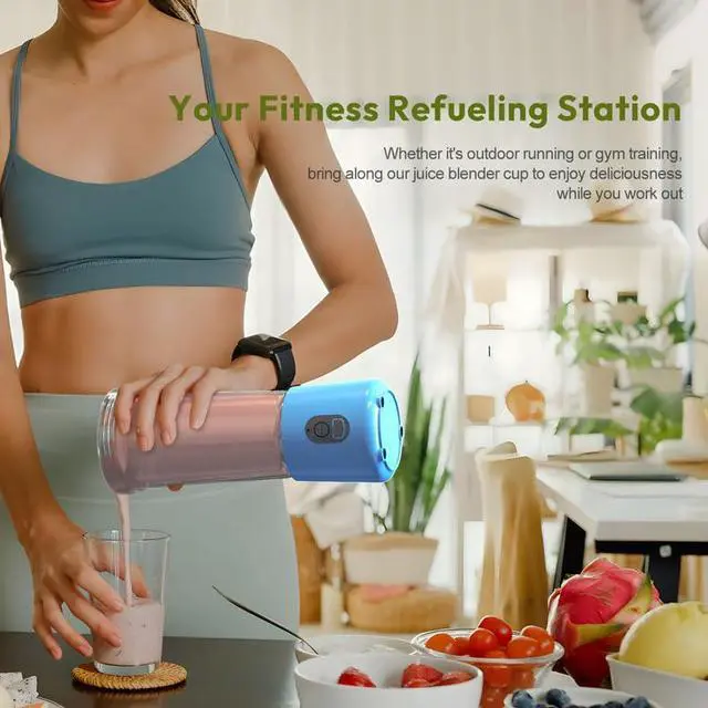 Alt view image 6 of 7 - Portable Blender for Smoothies and Shakes, Shakes & Ice Crushing, 16.9 oz, 40 Seconds Auto Shutoff, 3 Seconds No-Load Protection, One-Button-Operation Smoothie Maker(Blue)