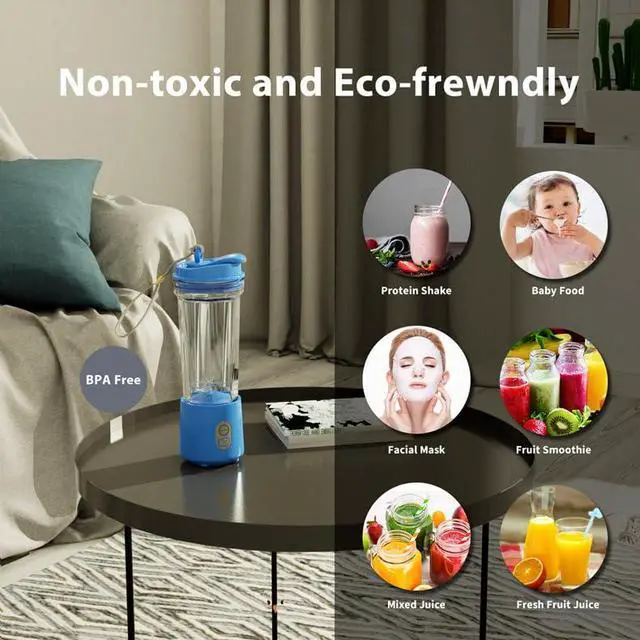 Alt view image 5 of 7 - Portable Blender for Smoothies and Shakes, Shakes & Ice Crushing, 16.9 oz, 40 Seconds Auto Shutoff, 3 Seconds No-Load Protection, One-Button-Operation Smoothie Maker(Blue)