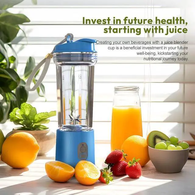 Alt view image 7 of 7 - Portable Blender for Smoothies and Shakes, Shakes & Ice Crushing, 16.9 oz, 40 Seconds Auto Shutoff, 3 Seconds No-Load Protection, One-Button-Operation Smoothie Maker(Blue)