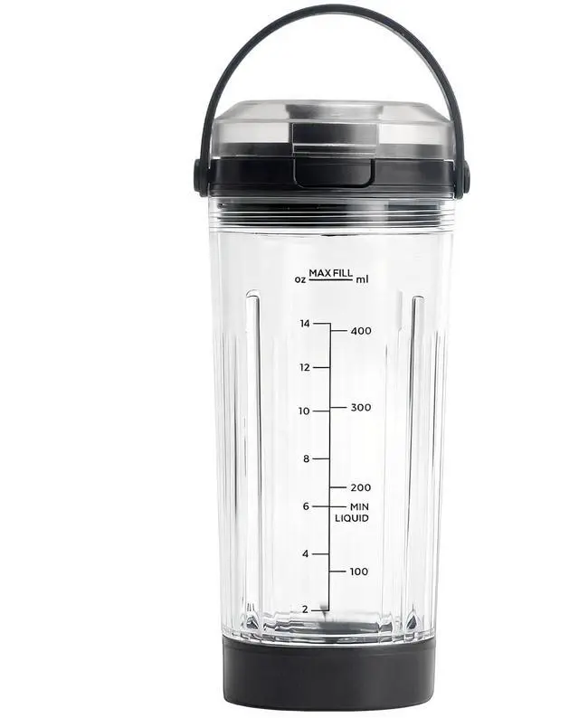 Main image of Replacement 18 oz Blending Vessel Compatible with Ninja Blast Portable Blender, 18oz Cup with Sip Lid & Bottom Cap for Ninja BC100 BC151 Series (Black)