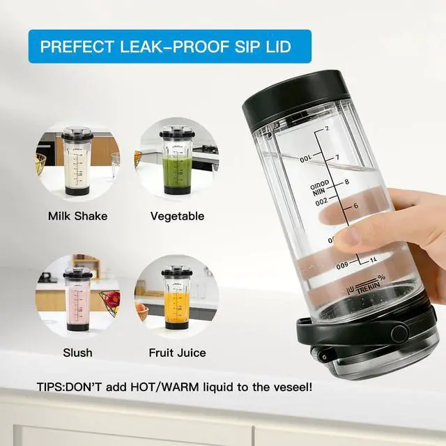 Alt view image 6 of 7 - Replacement 18 oz Blending Vessel Compatible with Ninja Blast Portable Blender, 18oz Cup with Sip Lid & Bottom Cap for Ninja BC100 BC151 Series (Black)
