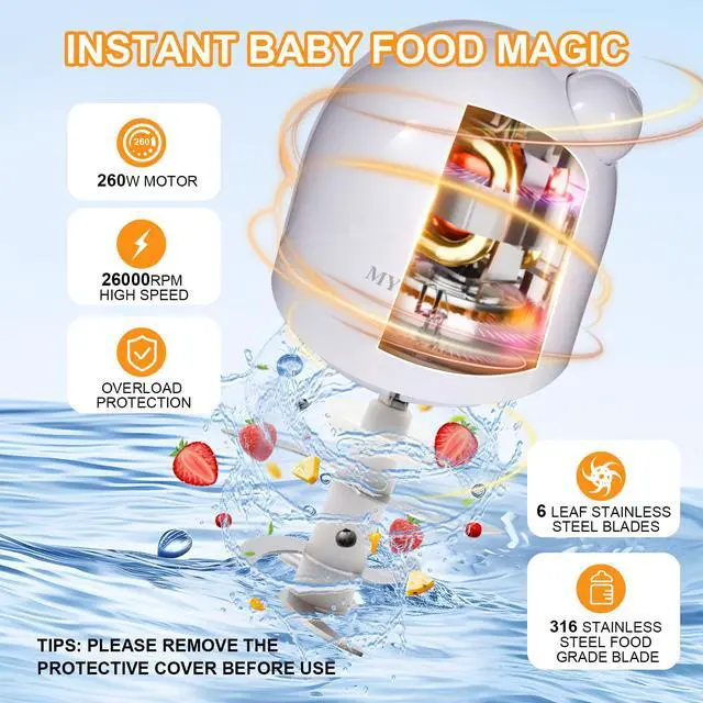 Alt view image 7 of 7 - Baby Food Blender, Baby Food Maker & Food Processor, Medium, White