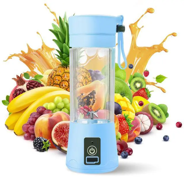 Main image of Portable Blender - Compact and USB Rechargeable Personal Travel Blenders for Smoothies, Shakes and Ice - Mini Fruit Juice Mixing Shaker Bottle - 380ml, Blue