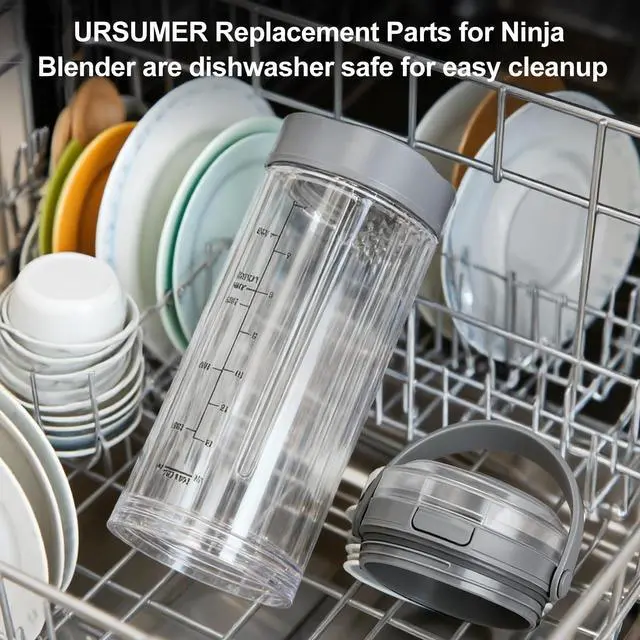 Alt view image 7 of 7 - Ninja Blast Accessories 3pcs - Replacement Parts 18oz Blending Vessel Cup & Vessel Cap & Sip Lid with Carry Handle, Compatible with Ninja Blast Portable Blender BC100 Series and BC151 Series Grey