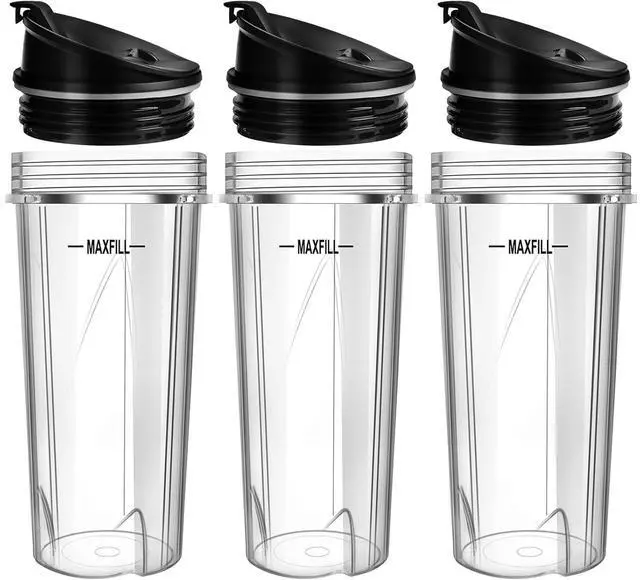 Main image of Blender 16oz Cups Replacement for Ninja - 3 Pack Ninja Blender Cups with Lids, Compatible with Ninja QB3001SS, BL770, BL780, BL660, BL740, BL810, Nutri Ninja Series Blenders