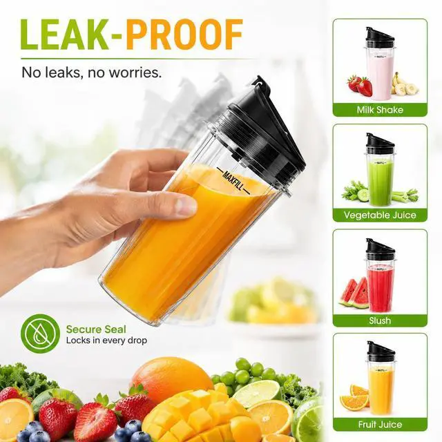 Alt view image 7 of 7 - Blender 16oz Cups Replacement for Ninja - 3 Pack Ninja Blender Cups with Lids, Compatible with Ninja QB3001SS, BL770, BL780, BL660, BL740, BL810, Nutri Ninja Series Blenders